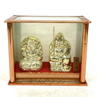 Vintage Japanese Ebisu Daikoku Lucky God Gold Figure Ornament Fortune JPN Re0191