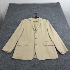 J Crew Blazer Mens 42R Tan Linen 3 Button Single Vent Classic Professional Style