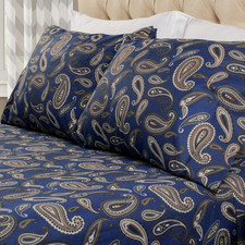 Superior Flannel Brushed Cotton Paisley Bed Sheet Set Soft Warm Bedding