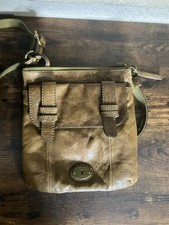 VTG FOSSIL Tan Leather Crossbody Bag Zip/ Magnetic Closure