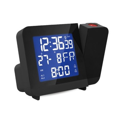 Funk Projektionswecker Schwarz DCF77 2 Alarme Temperatur Datum Wochentag