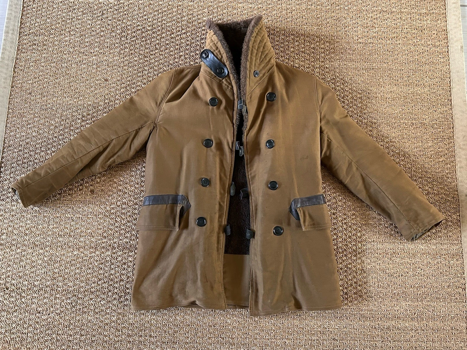 Vintage WWII Era Barnstormer Coat Alpaca Lined Military? 40" Chest image 2