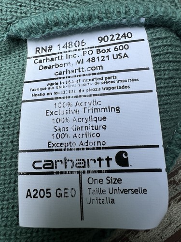 Carhartt Unisex Sea Pine Green Acrylic Knit Beanie,A205-GE0, AH0205-M|One Size - Picture 7 of 8