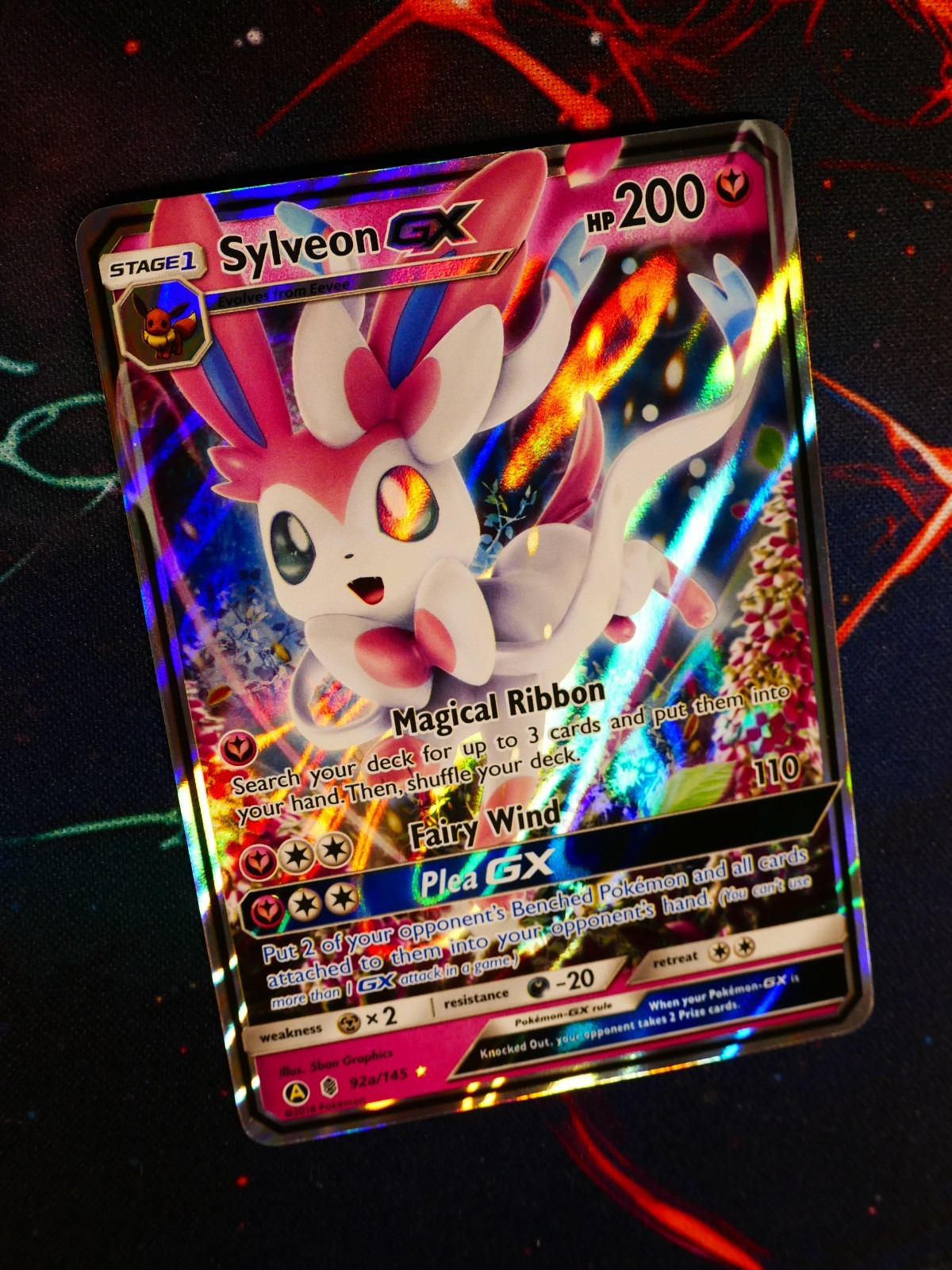 LP Pokemon (Alternate Art) SYLVEON GX Card SM GUARDIANS RISING Set 92a/145 Rare