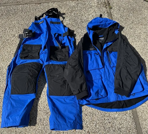 Clam Ice Armor Jacket Bibs Set Blue Black Ice Fishing Coat & Overalls Mens  2XL