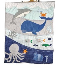Lambs Ivy Quilted Baby Blanket Sea Life Octopus Fish Turtles Whale READ