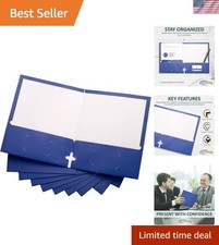 10 Pack Two Pocket Folders, Blue, Strong Thick Paper Folders, for Letter Size...