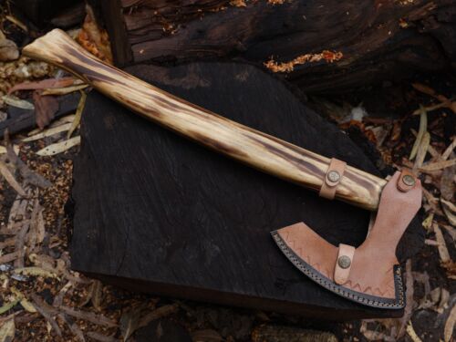 EDC Ascia Viking fatta a mano in acciaio al carbonio Tomahawk con fodero in pelle BL-4090 - Foto 19 di 19