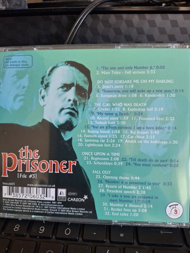 THE PRISONER FILE 3 NEAR MINT RARE CARLTON TV SILVA SCREEN SOUNDTRACK CD - Picture 2 of 2