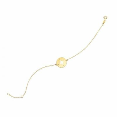 7 Zoll poliertes Nordstern-Scheibenarmband echtes 14 Karat Gelbgold 0,8 gr