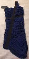 FACTORY By Erik Heart Saks Fifth Ave Off One Shoulder Blue Dress Gown XS $175