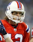 PATRIOTS STAR QUARTERBACK TOM BRADY IN THROWBACK UNIFORM GAME FACE 8X10