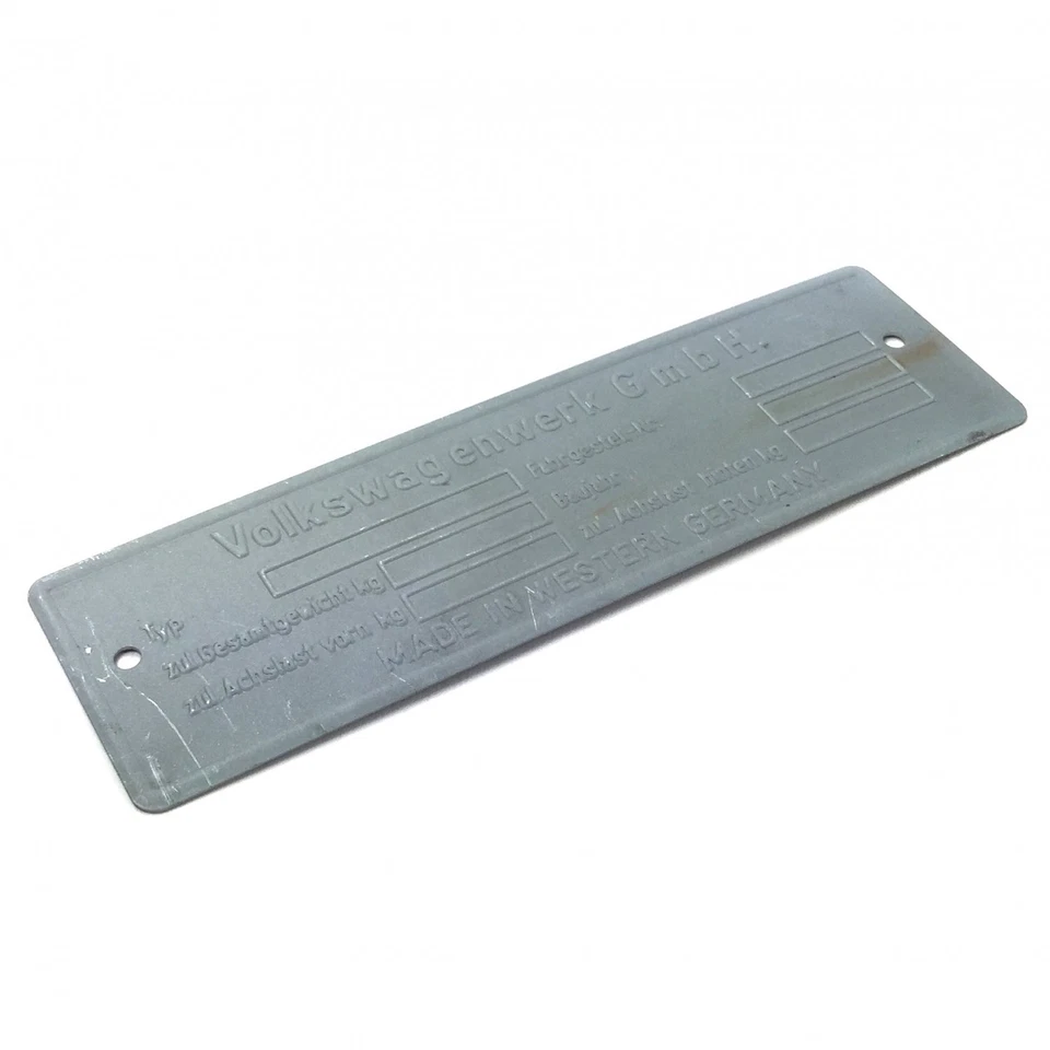 1949 - 1964 VW Volkswagen Early Metal VIN Name Plate fits Ghia Bug Bus Beetle - Image 4 of 4