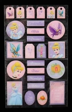Cinderella Princess PUFFY Stickers in Pink & Purple - 25 pcs - Early 2000's NOS
