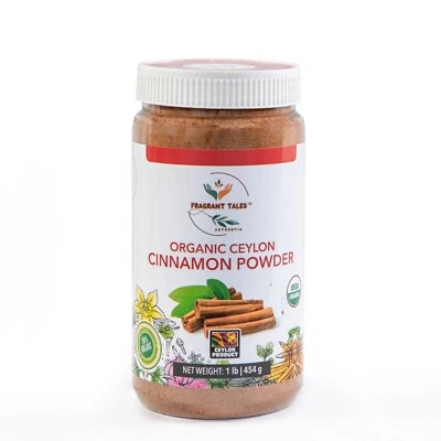 FRAGRANT TALES Premium Organic Ceylon Cinnamon Powder, 1 LB (454 grams)