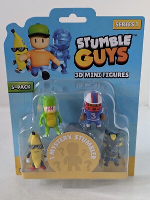 Stumble Guys 3D Mini Figures Series 1 5 Pack Quarterback, Anubis, Banana Guy New