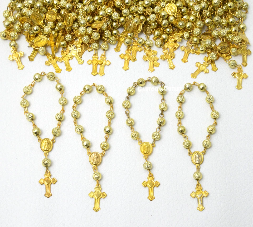 24 FAVORES BAUTISMO MINI ROSARIO BAUTIZO ROSARIO COMUNIÓN Comunión Recuerdos Boda Foto 2 de 4