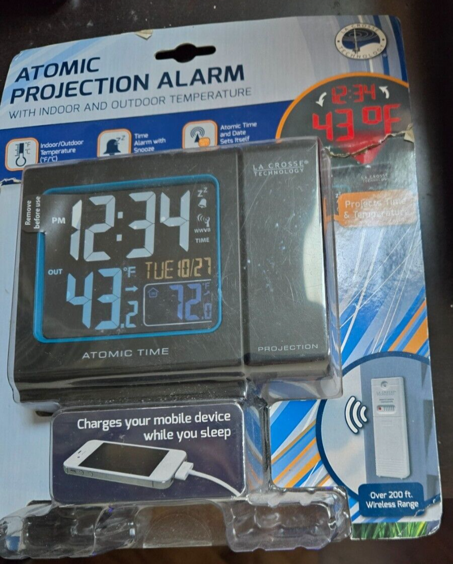 Lacrosse Atomic Projection Alarm Clock (K84285, Time/Temp, USB) New