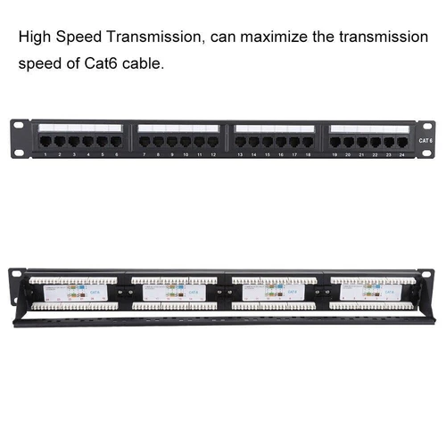 24 Port Mountable Data Patch Panel High Speed CAT6 CAT-6 Network Cable Rack