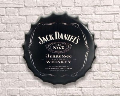 Rund Metall Black Jack Daniels Wandhänge Plakette Schild 40 cm Mann Höhle Schuppenbar