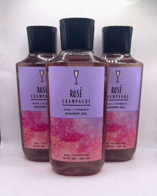BATH AND BODY WORKS ROSE CHAMPAGNE BODY WASH 10 FL OZ (SET OF 3)