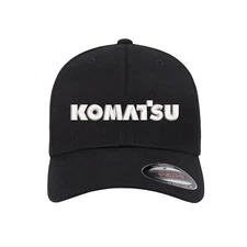 KOMATSU Logo Embroidered Flexfit Fitted Ball Cap