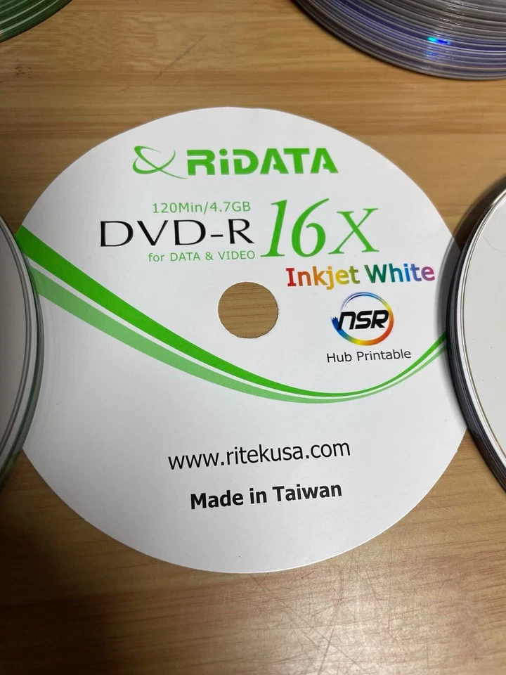 75 Ritekusa RIDATA Blank 16X DVD-R DVDR White Inkjet Printable 4.7GB Media Disc - Image 2 of 3