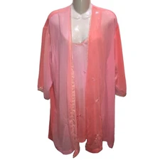 Josie Natori Womens Small Pink Robe and Cami Nighties Dress 2 Piece Set Size S