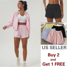 Women's Pocket Sports Shorts Yoga Gym Lady Jogging Lounge Summer Beach Pants E