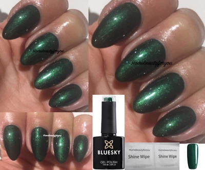 BLUESKY GEL NAIL POLISH GREEN SHIMMER, PRETTY POISON 80541 LED UV SOAK OFF