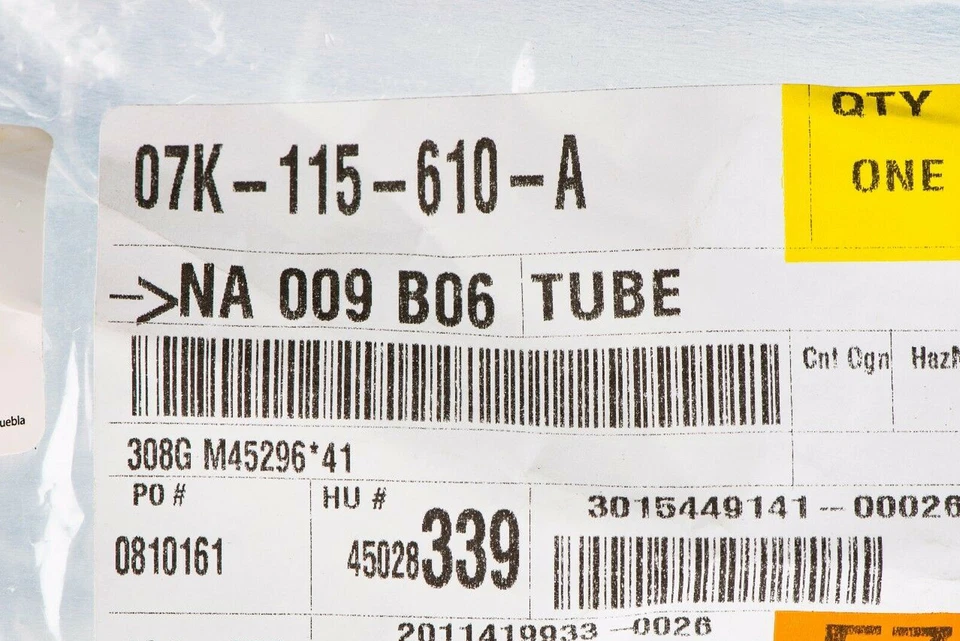 Tubo varilla de medición VW Volkswagen 07K115610A Beetle Jetta Golf Rabbit 2,5 L SOLO OEM Foto 2 de 4