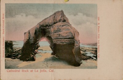 CATHEDRAL ROCK at La Jolla CA Postcard German Made Hand Colored ...