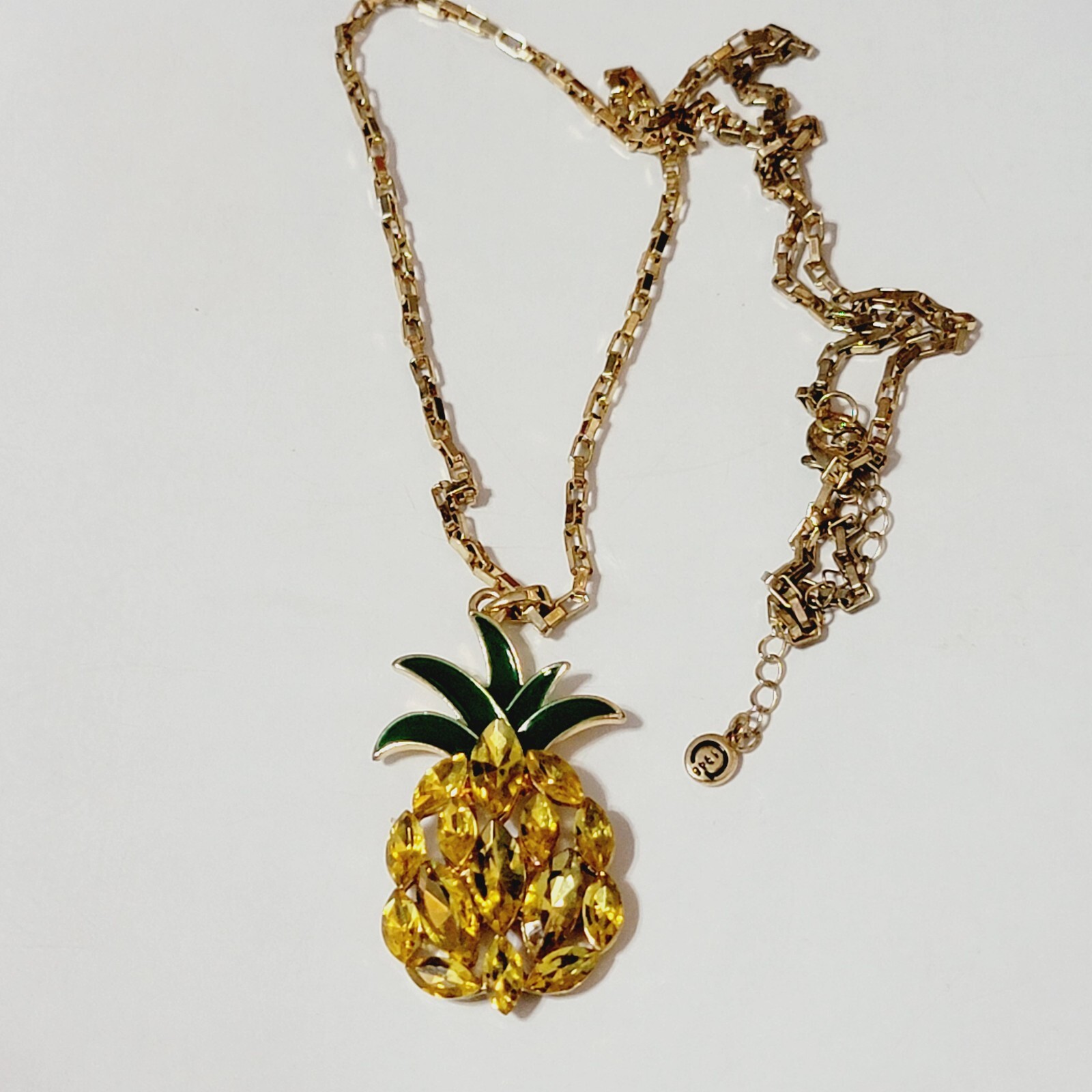 C1946 Pineapple Pendant Necklace Rhinestones Enam… - image 5