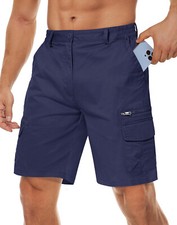 Mens Hiking Shorts Cargo Golf Shorts Elastic Waist Casual Stretch Working Shorts