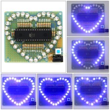 1PCS Love Heart shaped LED Blue Light Water Electronic Suite Set Gift DIY Kit