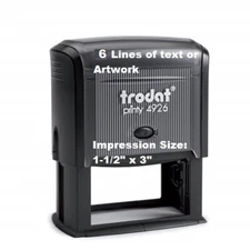  Trodat 4926 - 6 Lines of Text or Artwork - Custom Rubber Self-Inking Stamp -