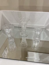 NEMAN Glassworks 1883 3 Piece Crystal Mini Flower Vases Handcrafted in Belarus