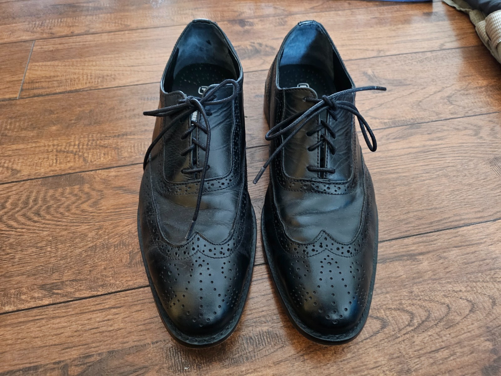 Fortune From Liberty Shoes Real Leather Men Size Black Wingtip Tie