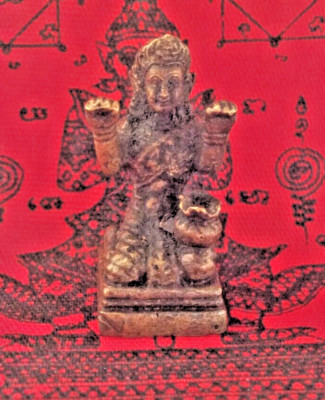 THAI BRONZE GOTTHEIT FÜLLE SILBER WOHLSTAND Amulett Thailand b554