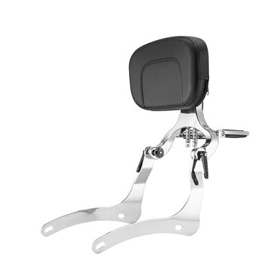 Motorcycle Sissy Bar Backrest For Kawasaki Vulcan 900/2000 - Chrome, 20" Height, Passenger Back Rest