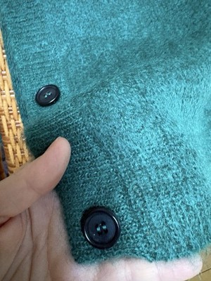 Prada Green Mohair Women's Collared Button-Up Cardigan Sweater