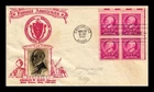 DR JIM STAMPS US COVER CHARLES W ELIOT FAMOUS AMERICANS FDC BLOCK CROSBY PHOTO