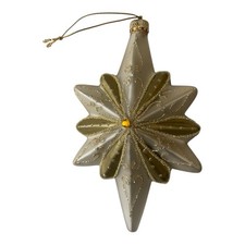 Gold glittered North Star Blown Glass Ornament 6  Tall