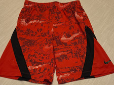 Nike Dri-FIT Youth Athletic Shorts Red And Black Geometric Mesh XL