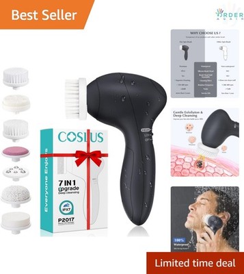 Facial Cleansing Brush Silicone 7-in-1 Deep Pore Exfoliating Waterproof Skin ...