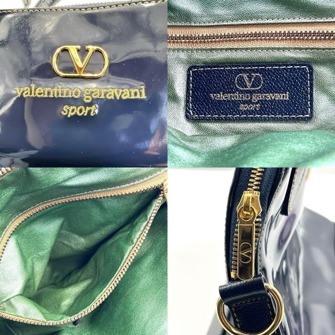 Valentino Garavani Vintage 2-Way Shoulder Bag Navy Gold Leather Damaged Japan thumbnail 6