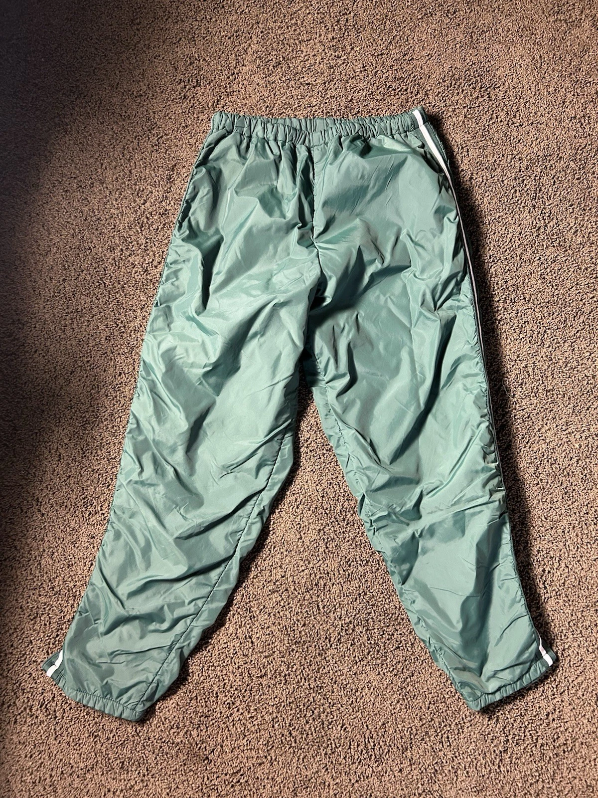 IN PLAY Men’s Vintage 90s Medium M Nylon Green Insulated Track Pants Made In USA
