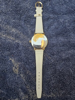Bellezza B9865 Covered Dial Gold Tone Watch w/ Genuine Leather