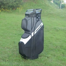 15-Way Premium T-Lock Golf Cart Bag with Handles & Rain Hood (Gray/Black/White)