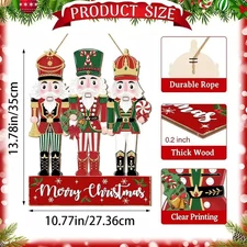 1Pcs Classic Wooden Nutcracker Ornament Christmas Hanging Decor for Tree Party H